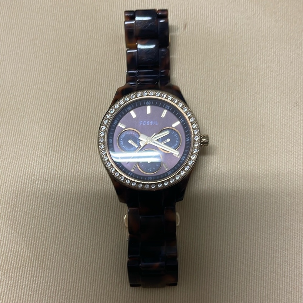 Fossil tortoise shell watch